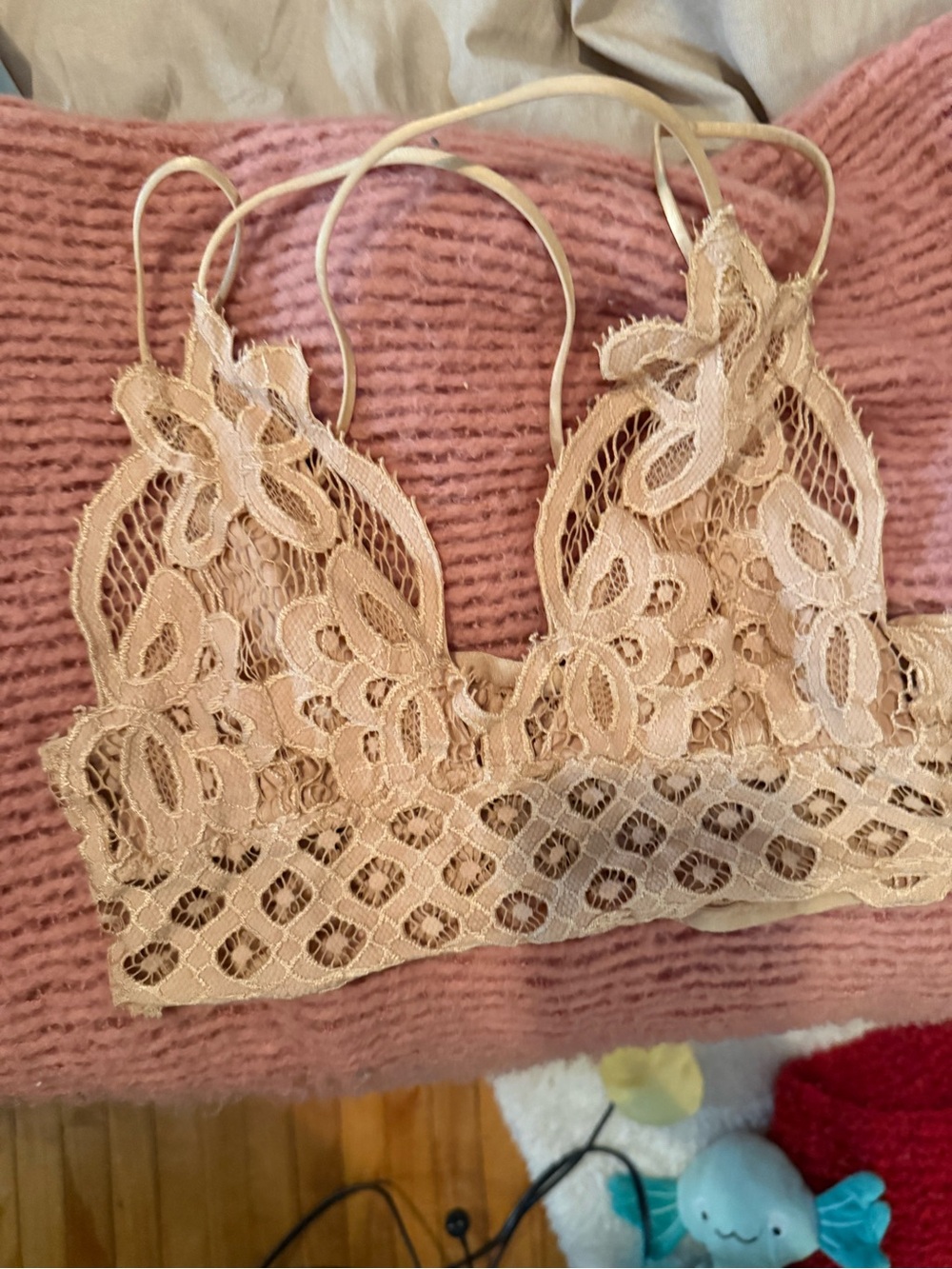 Sheer Lace Bralette in Nude - Feminine Stretch Lace Top